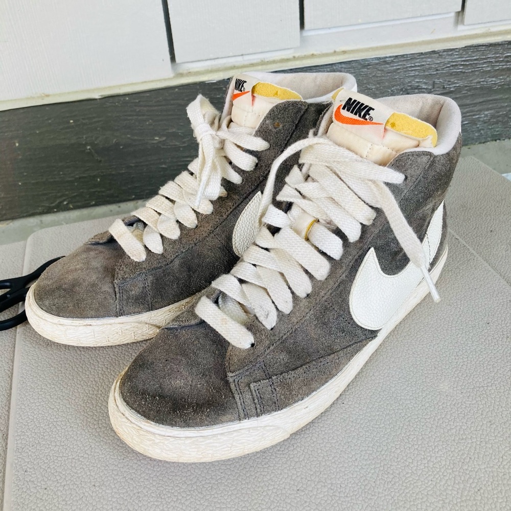 White and Gray Nike Blazers